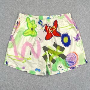 NEW OAS Flower Shop Swim Shorts Mens Size Large Floral Trunks Pockets Sweden